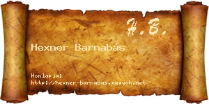 Hexner Barnabás névjegykártya